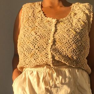 Hunt Club Knitted Brown Sleeveless Sweater Vest, Size L